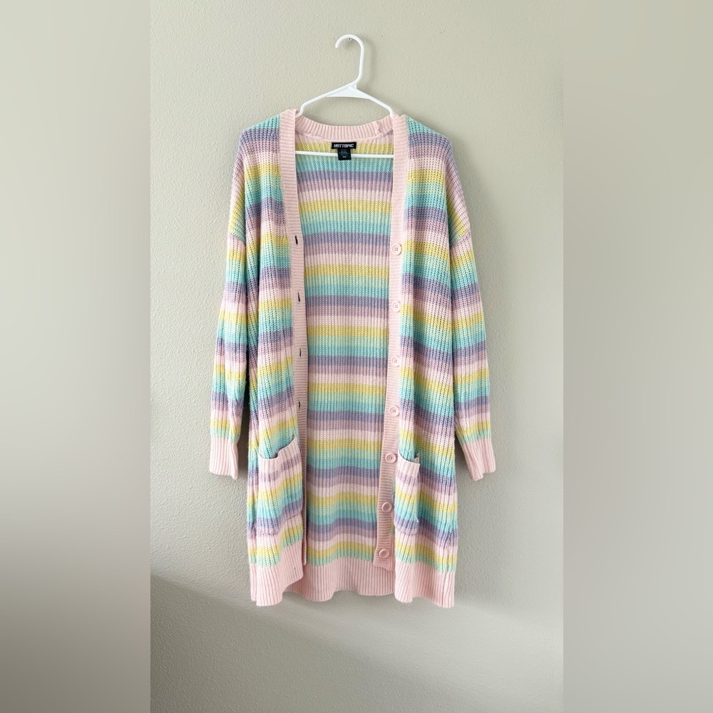 Hot Topic Pastel Rainbow Cardigan Size S